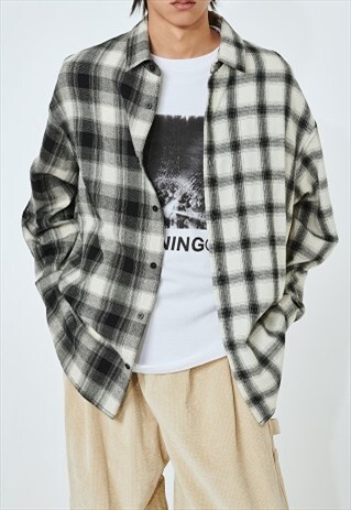 PATCHWORK PLAID LONG SLEEVE TEE