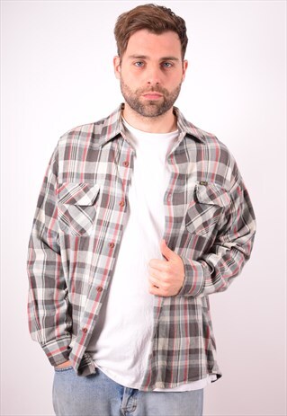 DIESEL MENS VINTAGE SHIRT XL GREY CHECK 90S