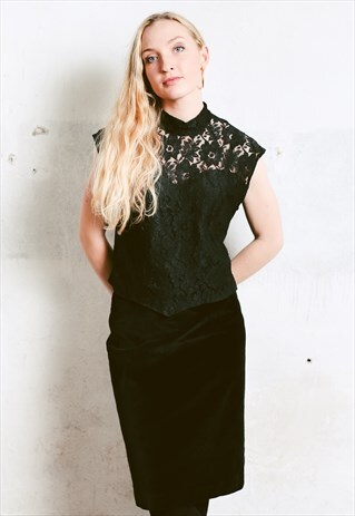 VINTAGE 80S BLACK LACE TOP