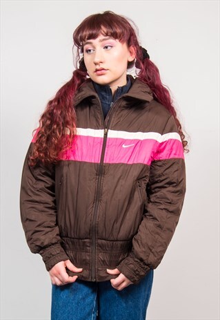 NIKE VINTAGE 90'S BROWN & PINK PUFFER COAT JACKET