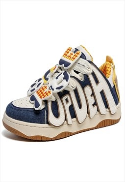 Chunky sole skater shoes graffiti trainers platform shoes