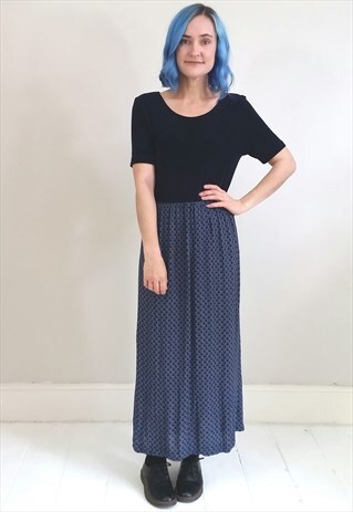 VINTAGE 90'S BLUE TWO TONE MAXI DRESS