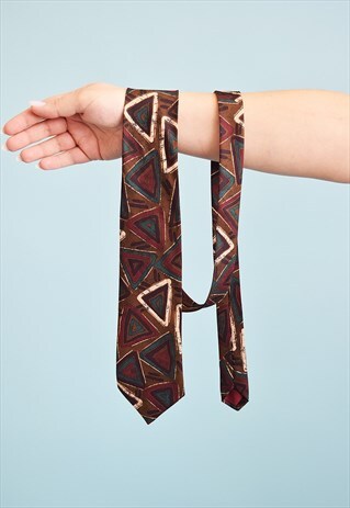 VINTAGE 80'S RETRO ABSTRACT ORNAMENT PRINT TIE