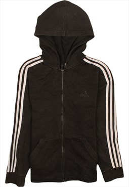 Vintage 90's Adidas Hoodie Striped Sleeves Full Zip Up Black