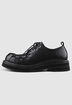 Gothic Derby shoes platform edgy round Goth brogues in black