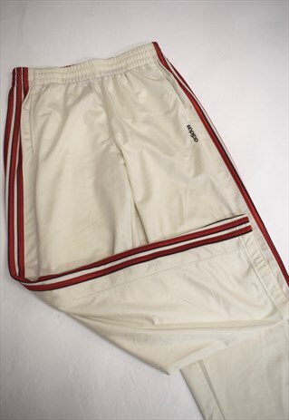 VINTAGE 90S ADIDAS CREAM RED JOGGER TRACK SWEAT PANTS