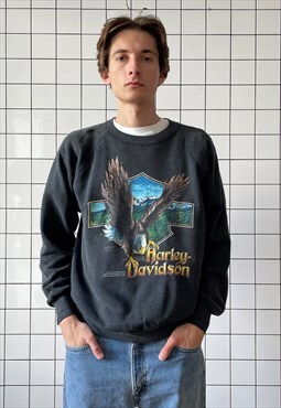 Vintage HARLEY DAVIDSON 3D Emblem Sweatshirt Graphic 1990