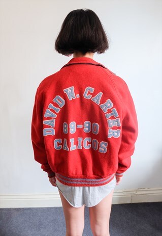 VINTAGE 80S RED BASEBALL JACKET