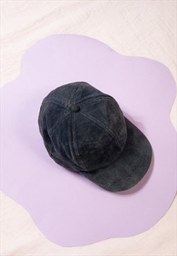 Vintage Leather Cap 90s Genuine Suede Hat