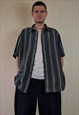 VINTAGE GREEN STRIPED BOWLING SHIRT BY HAGGAR