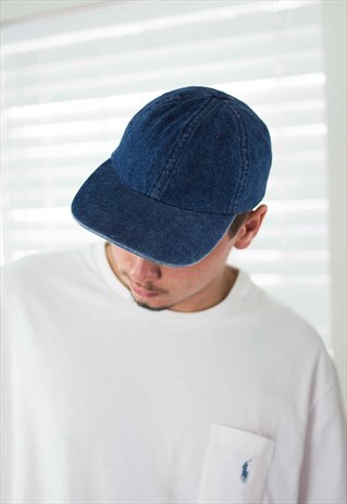 VINTAGE DENIM BASEBALL CAP HAT 90S X 3.2