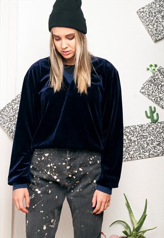 VELVET JUMPER - 80S VINTAGE SWEATSHIRT