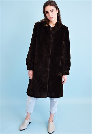 VINTAGE 80'S RETRO OVERSIZED FAUX FUR COAT