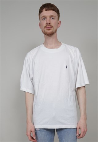 VINTAGE 90'S POLO RALPH LAUREN OVERSIZED WHITE T-SHIRT