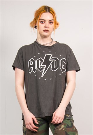 AC/DC GREY OVERSIZED ROCK BAND T-SHIRT