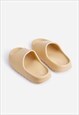 BEIGE RUBBER RIBBED SOLE SLIDERS