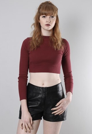 VINTAGE 80S BLACK SOFT LEATHER HIGH RISE SHORTS