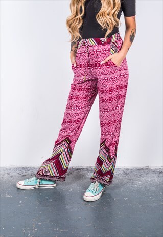 VINTAGE PINK PATTERNED TROUSERS