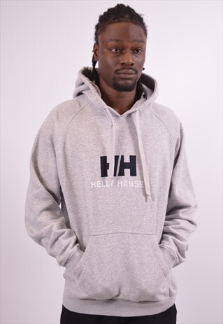 HELLY HANSEN MENS VINTAGE HOODIE JUMPER XL GREY 90S