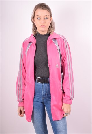 ADIDAS WOMENS VINTAGE TRACKSUIT TOP JACKET LARGE PINK 90S