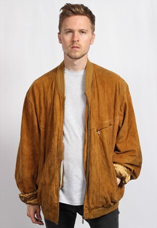 VINTAGE SUEDE OVERSIZED BOMBER JACKET
