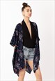 SHORT SLEEVE KIMONO IN BLUE AZTEC TILE PRINT