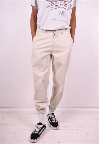POLO RALPH LAUREN MENS VINTAGE TROUSERS W34 L32 BEIGE 90'S