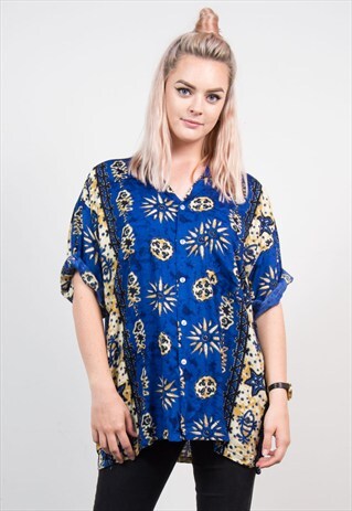 90'S TRIBAL PATTERN OVERSIZE FESTIVAL SHIRT