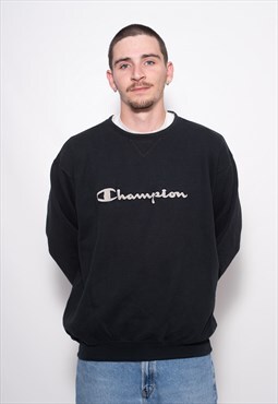 Vintage Champion Spellout Logo Sweatshirt Pullover Jumper