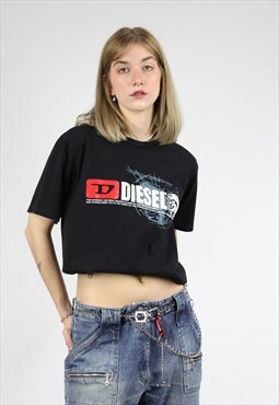 Vintage Y2K Diesel Graphic Top T-shirt Black Medium
