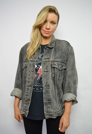 VINTAGE 90S LEVI'S GREY STONE WASH DENIM JACKET GRUNGE RETRO