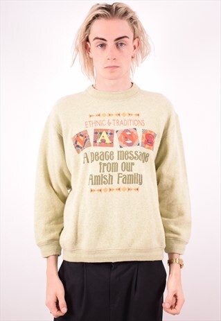 VANS MENS VINTAGE JUMPER SWEATER MEDIUM GREEN 90S