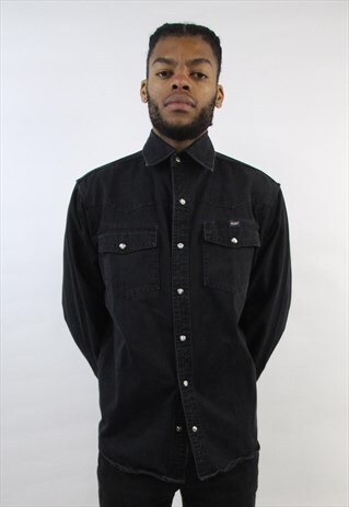 VINTAGE 90'S BLACK DENIM SHIRT