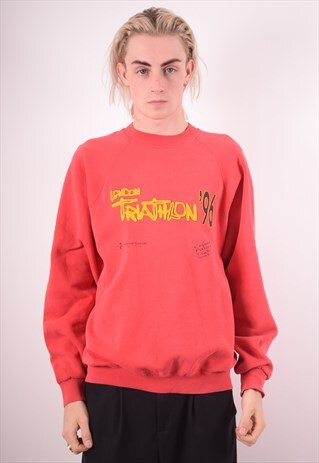 MENS VINTAGE SWEATSHIRT JUMPER XL RED 90S