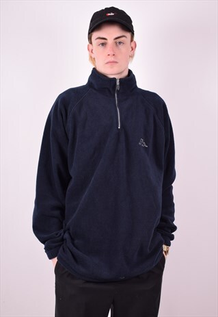 KAPPA MENS VINTAGE FLEECE JUMPER LARGE BLUE 90S
