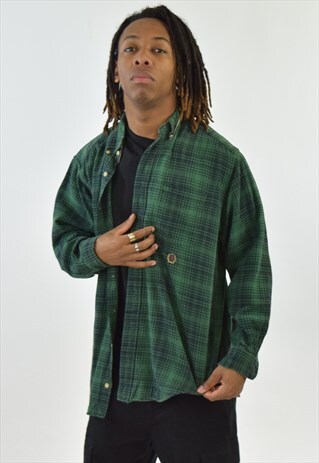 VINTAGE 90S GREEN CHECKERED TOMMY HILFIGER SHIRT