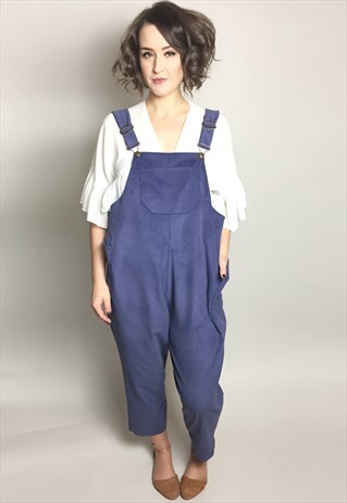 HANDMADE NAVY BLUE CORDUROY RELAXED FIT DUNGAREES JUMPSUIT