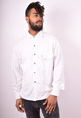 REPLAY MENS VINTAGE SHIRT LARGE WHITE 90S