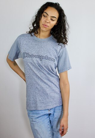 VINTAGE 90S CHAMPION LOGO T-SHIRT GREY