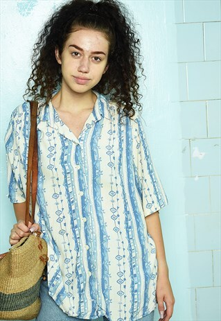 VINTAGE 90S BOHO FLORAL PRINT HIPPIE OVERSIZED BLOUSE TOP