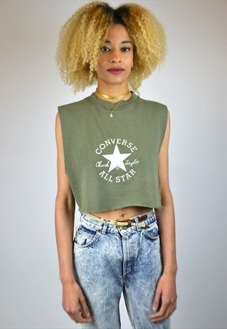 VINTAGE 90'S CONVERSE RAW-EDGE CROPPED SWEATSHIRT