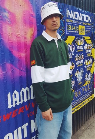 FMC RUGBY SHIRT GREEN & WHITE COLOURBLOCK