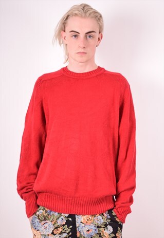 MENS VINTAGE JUMPER SWEATER MEDIUM RED 90S