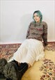 VINTAGE CHUNKY KNITTED 90S FLORAL COTTAGE BOHO JUMPER