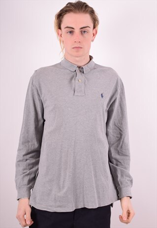 POLO RALPH LAUREN MENS VINTAGE POLO SHIRT LONG SLEEVE LARGE