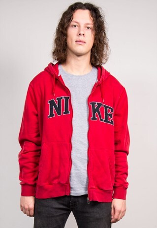 VINTAGE 90'S NIKE RED HOODIE ZIP JACKET SWEATSHIRT