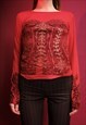 Y2K Red Corset Print Long Sleeve T-shirt