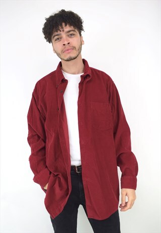 VINTAGE 90'S RED CORDUROY LONG SLEEVE SHIRT