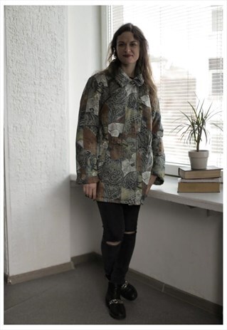 VINTAGE 90'S MULTI COLOUR PATTERNED SHELL PARKA