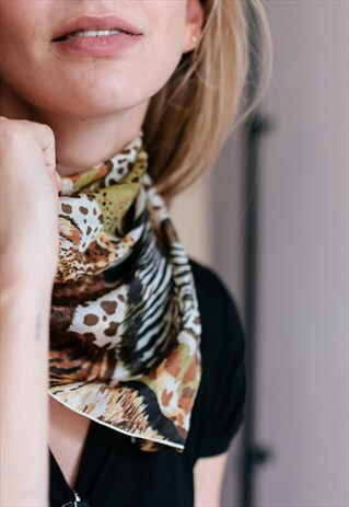 VINTAGE 80S AFRICA PRINT SAFARI SCARF